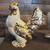 Vintage 1950s White and Gold Ceramic Rooster and Hen 5 thumbnail