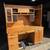 Large beautiful solid oak desk with a hutch top #2167 1 thumbnail