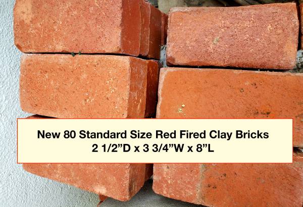 New 80 Common DeepRed Fired Clay Bricks Construction Home Patio Garden 1