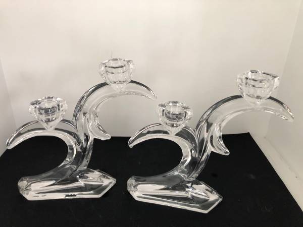 Stunning Set of Vintage Double Crystal Candleholders 1