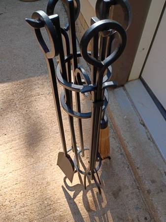 Black Iron fire poker stand set 1
