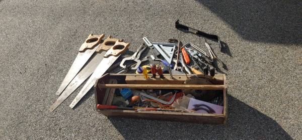 Wooden Tool Box with Carpentry Tools 1