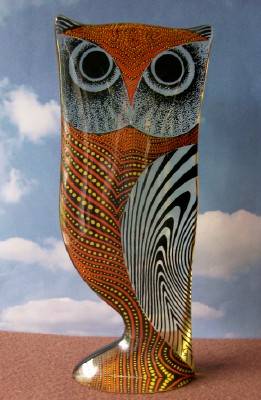 Vintage Abraham Plotnik Kinetic Op-Art Owl. Brazil 1
