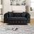 Contemporary LoveSeat with Deep Button Tufting Dutch Velvet - Black 4 thumbnail