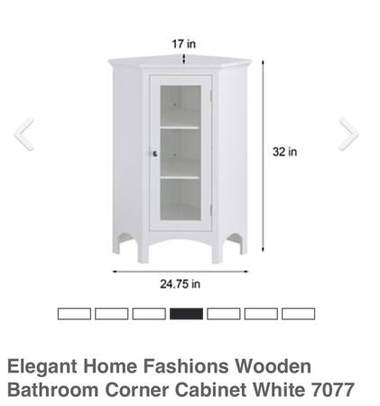 White glass door corner linen cabinet(new still in box) 1