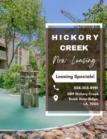 $1,265 / 1br - 896ft2 - Don't Miss Out On These Leasing Specials @ Hickory Creek!😊 (River Ridge)63903653297539120