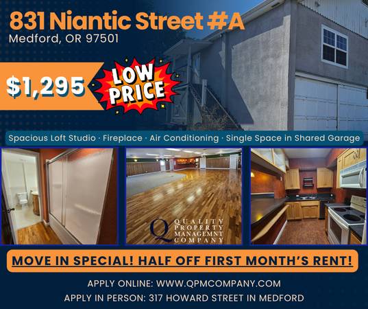 HALF OFF FIRST MONTH! Spacious Studio! 1
