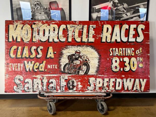 Vintage Santa Fe Speedway Motorcycle Races Sign 1