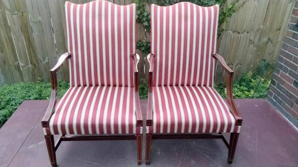 Kindel Furniture Winterthur Inlaid Mahogany Lolling Chairs 1