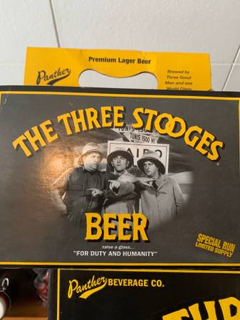 THREE STOOGES BEER Case Box & 6 pack carrier-MANTOWN 1