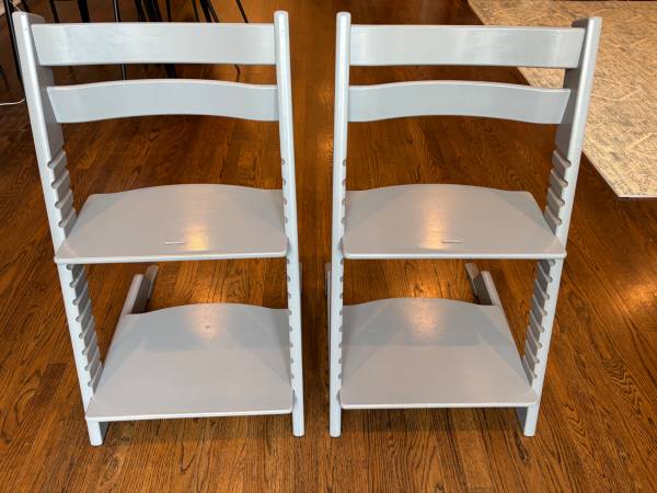 Stokke Tripp Trapp Storm Grey High Chairs (2) with accessories $150/ea 1