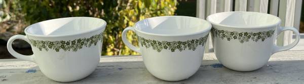 3 Vintage Corelle “Crazy Daisy / Spring Blossom Green” Coffee Mugs 1
