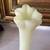 Fenton Uranium Glass Hand Painted Custard Satin Pedestal Swung Bud Vase 9 thumbnail