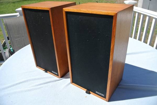 Exc! Vintage Fulton FMI-80 Wood Bookshelf Speakers Pair 1