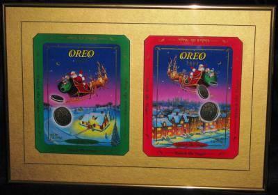 - Oreo 1995 Collectible 'Framed' Red & Green Christmas Cookie Tin "Pro 1