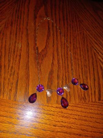Antique Bronze/Brass Purple Amythest Necklace 1