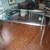 stainless steel and thick glass table with perfectly mitered corners 7 thumbnail