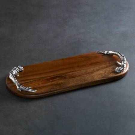 WOOD WESTERN ANTLER LONG OVAL CUTTING BOARD 1