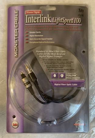 Monster Interlink Lightspeed TOSLINK Digital Audio Fiber Optic Cable 1