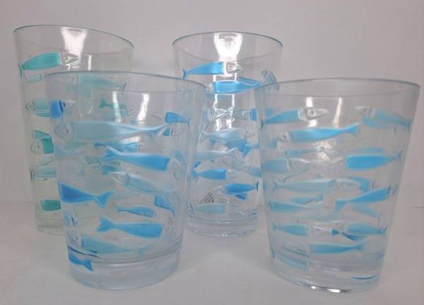 Fish Acrylic Drinking Glasses, Set of Four (4) 1