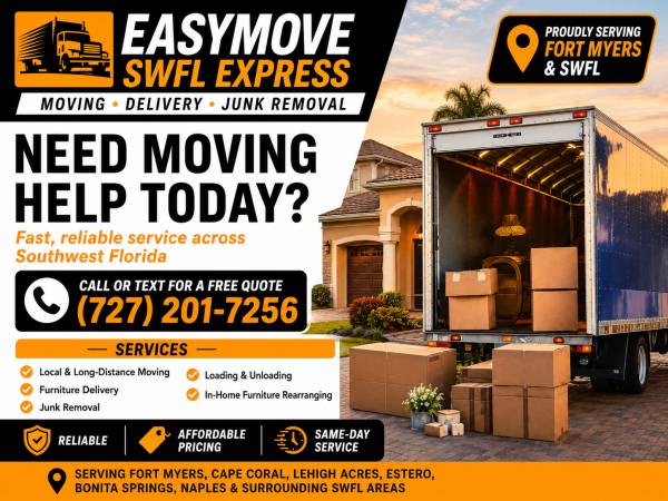 🚚 SWFL Movers — Flat Rate, Same-Day Available | Naples, Fort Myers, Cape 1