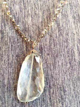 Beautiful Handcrafted Sterling Silver Necklace with Aquamarine Crystal 1