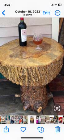 Beautiful stump table for the backyard 1
