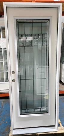 New 32" Full Deco Glass RH Inswing Fiberglass Exterior Entry Door 1