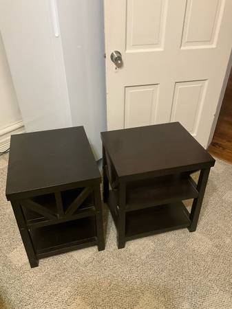 Two Dark Wood Side Tables 1