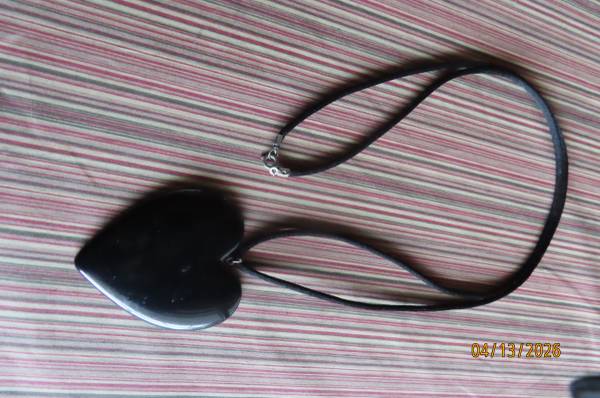 Large Shiny Black Heart Necklace 1