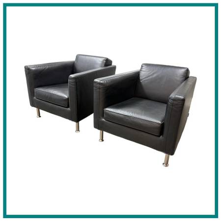 Rodolfo Dordoni For Minotti Copenhagen Leather Armchairs, Pair. Estima 1