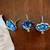 3 Blue Porcelain Cabinet Knobs / Pulls BRAND NEW 3 thumbnail