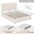 Queen Size Upholstered Platform Bed Frame with 4 Storage Drawers, Modern Beige F 7 thumbnail