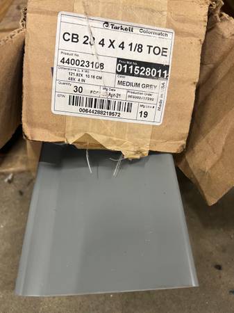 New Vinyl Wall Base CB 28 Medium Grey 4' x 4-1/4" also CB 40 Black 1