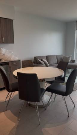 Miami modern round dining table and chairs 1