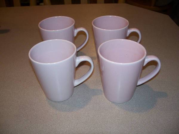Tea or Coffee Cups: Solid Light Pink or Salmon: Set of 4 1