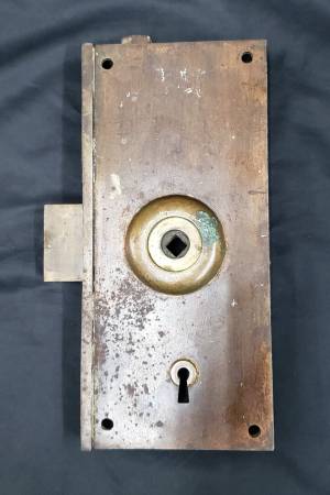 1800's Left Side Tall Cast Iron Rim Lock 8 3/4" x 4" GS00152 1