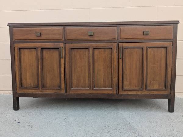 Vintage modern regency Wood console media entryway sofa sideboard tabl 1