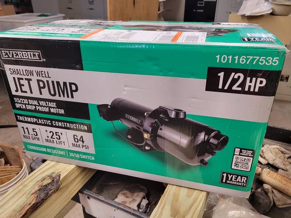NEW Everbilt 1/2 HP Shallow Well Jet Pump 1
