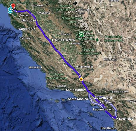 Escondido to Bay Area (Alameda) Sept 9