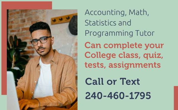 📚Tutor 📚 Computer📈, Math🎓,  Accounting📝, Programming 1