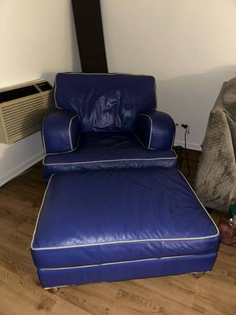 Blue leather couch 1