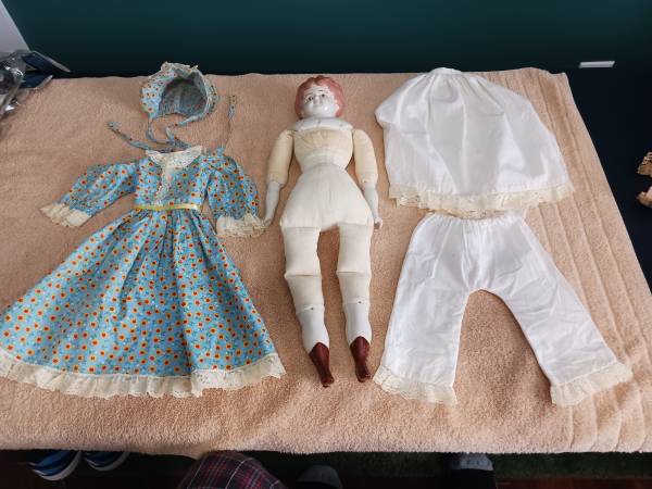 Handmade Vintage Porcelain Doll with Clothes 1