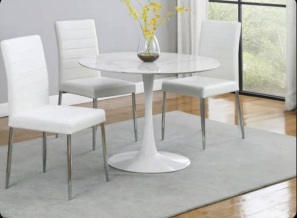 Marble finish table & chairs 1