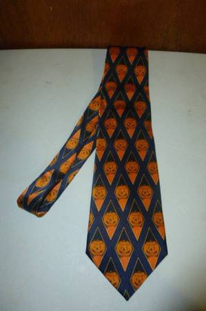 Mens Halloween Jack O Lantern Pumpkin Silk Tie Necktie 1