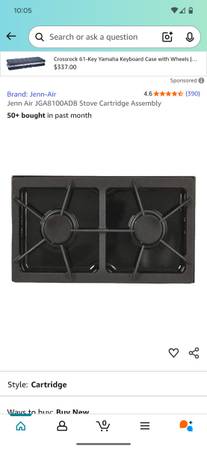 New In The Box New Jenn Air JGA8100ADB Stove Cartridge Assembly 1