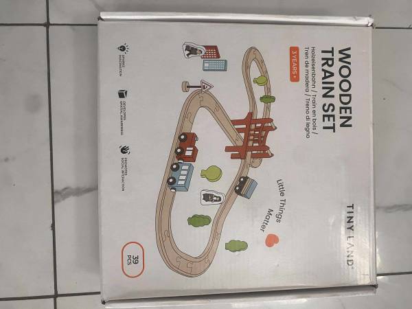 Wooden Train Set for Toddler - 39 Pcs- with Wooden Tracks 1