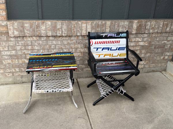 Unique Handcrafted Bar Chairs made from Repurposed Hockey Sticks 1