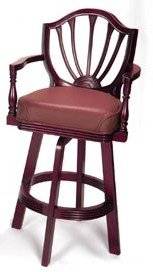 PUB STOOLS IN MAHOGANY w/ BLACK LEATHER SEAT - 20 AVAILABLE - ON SALE 1