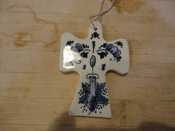 Ceramic Cross Ornament, Delft 1